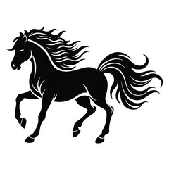 Elegant Horse Silhouette Design, Dynamic Black Stallion Vector for Tattoo and Artwork
