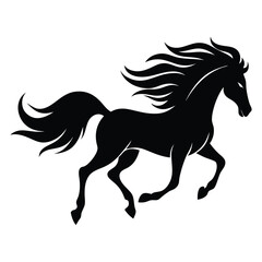 Graceful Running Horse Silhouette Vector Illustration, Black Equine Art on a White Background