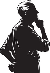 Old man reminiscing vector illustration