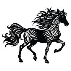 Graceful Running Horse Silhouette Vector Illustration, Black Equine Art on a White Background