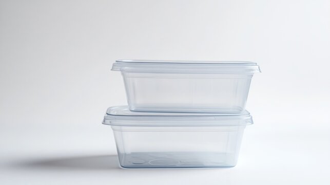 Two clear plastic food containers stacked