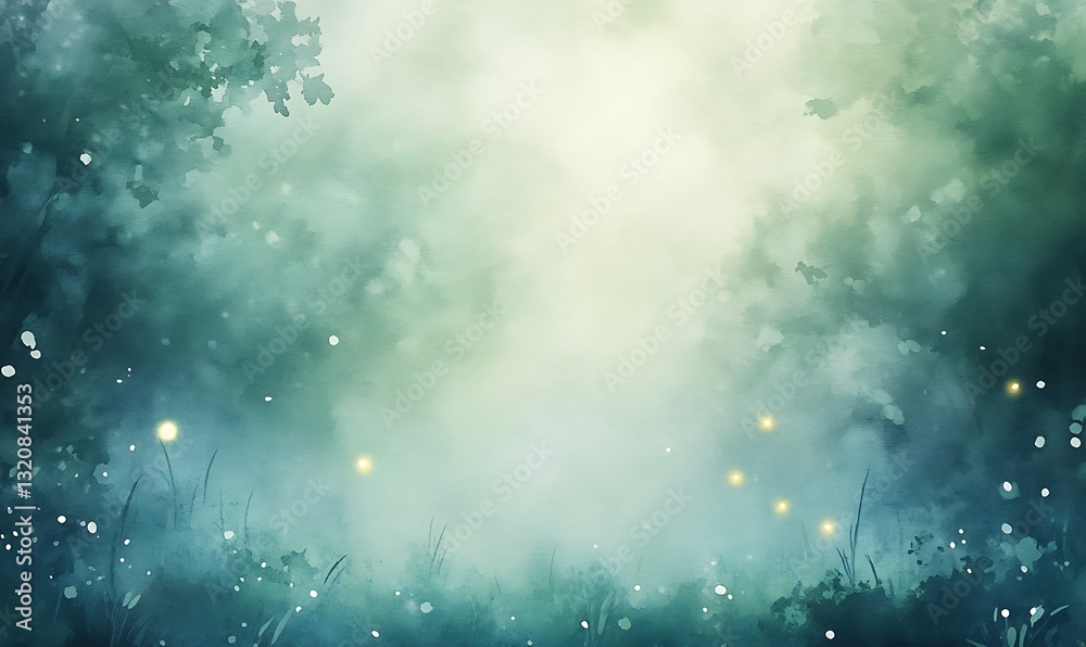 Poster Mystical forest scene with soft light and ethereal ambiance.