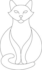 Cat Hand drawn single line art coloring page for kids vector outline illustration
