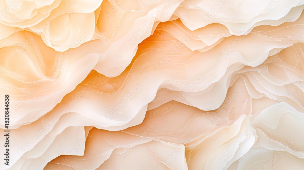 Poster Abstract art background concept. Soft layers of peach and cream petals create a tranquil and elegant floral background.
