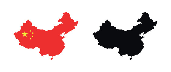 Obraz premium China Map vector icon. Map of China in Flag colors. 