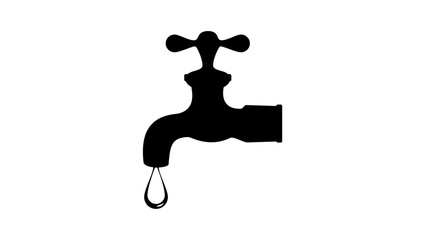 drip from tap, black isolated silhouette