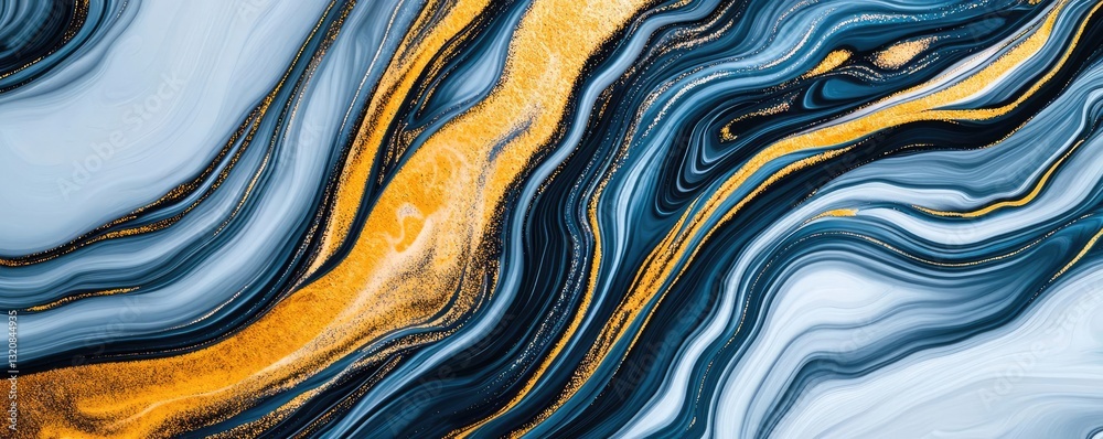 Poster Abstract art background concept. A stunning abstract design featuring swirling patterns in blue and gold tones.