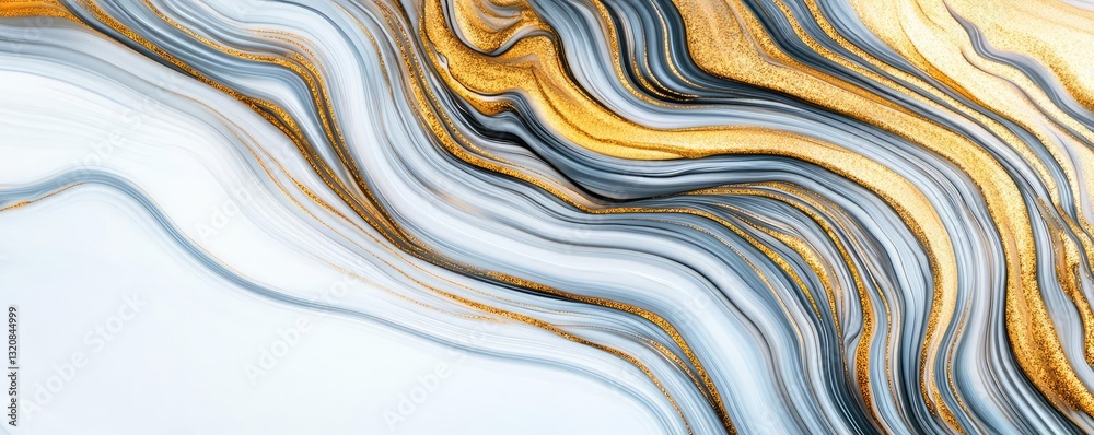 Poster abstract art background concept. abstract swirling pattern with gold, blue, and white tones creating