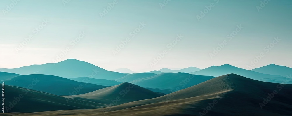 Aufkleber abstract art background concept. breathtaking view of rolling hills under a serene blue sky, evoking