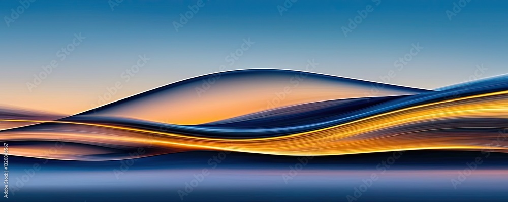 Poster Dramatic nighttime abstract background concept. Abstract waves of color flow gently, creating a serene atmosphere of tranquility.