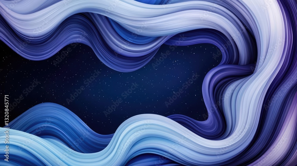 Aufkleber Dramatic nighttime abstract background concept. Abstract wave pattern in shades of blue and purple creating a fluid motion effect.