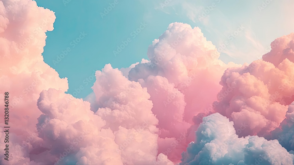 Aufkleber Aerial landscape abstract background idea. Beautiful pastel clouds in a clear sky create a serene and calming atmosphere.
