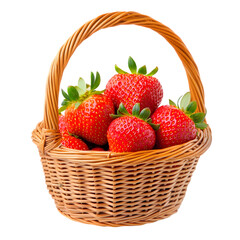 Fresh strawberries in a wicker basket