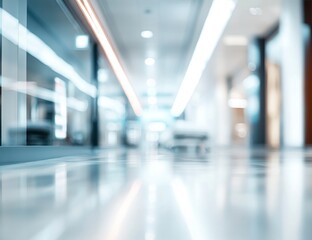 Fototapeta premium Empty Modern Hallway with Blurred Background and Shiny Tiled Floor