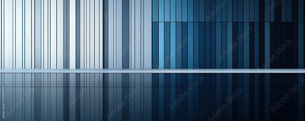 Poster dramatic nighttime abstract background concept. abstract striped pattern in blue tones with a reflec