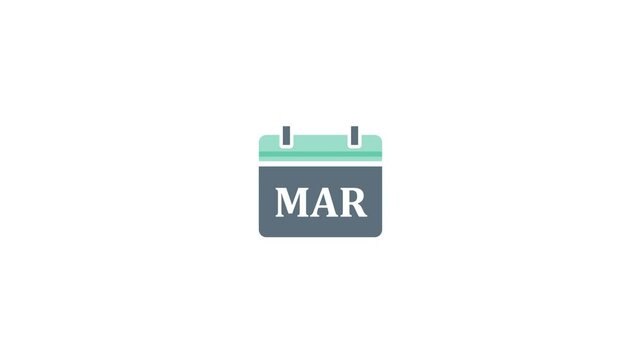 calendar - March icon illustration isolated vector design sign symbol 4k animated