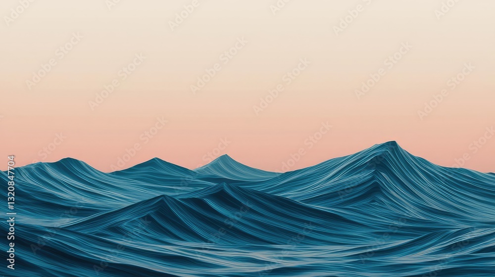 Aufkleber abstract art background concept. a serene view of rolling ocean waves against a pastel sky at sunset