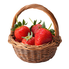 Fresh strawberries in a wicker basket