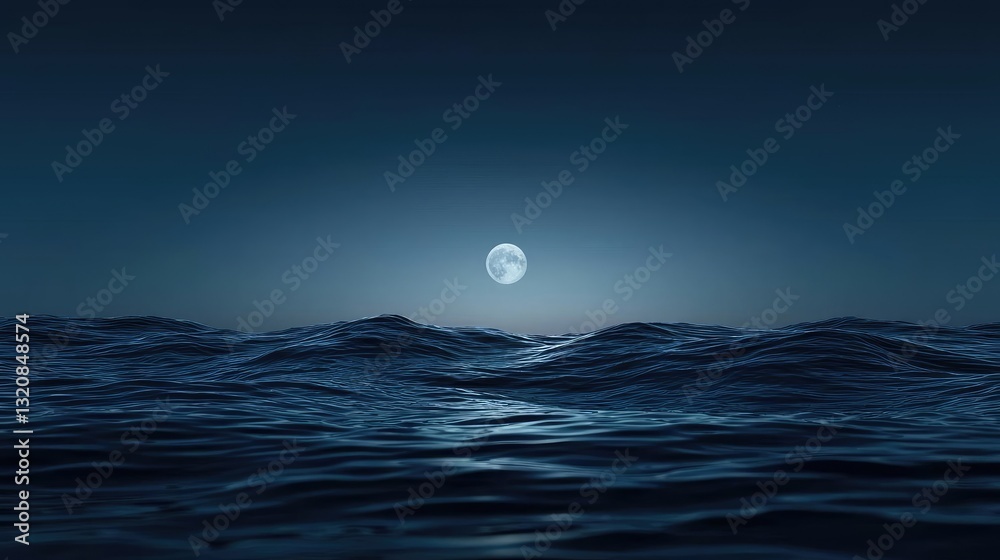 Poster dramatic nighttime abstract background concept. a serene night scene of a full moon reflecting on ge