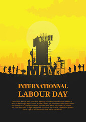 Construction vector background, Worker in a building site, Labour day background.