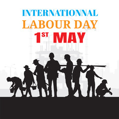 Construction vector background, Worker in a building site, Labour day background.