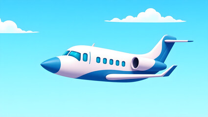 Fototapeta premium A white aeroplane on a blue background. 