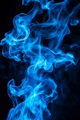 Abstract Blue Smoke Art on Black Background Vibrant Colors and Copy Space for Designs and Concepts