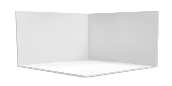 Cube box or corner room cross section in realistic 3D vector. White square box cube or room corner for interior mock up