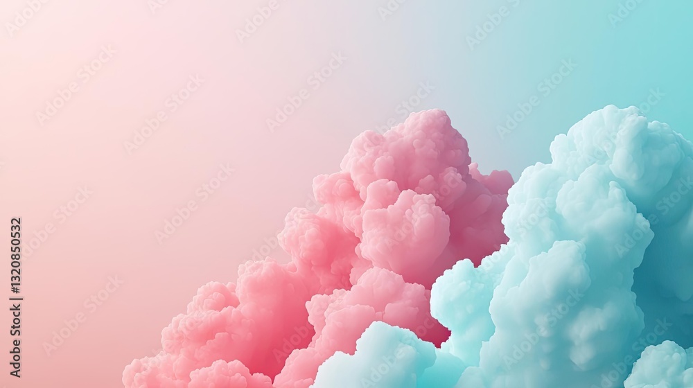 Aufkleber abstract art background concept. a serene landscape featuring soft pastel clouds against a gentle gr