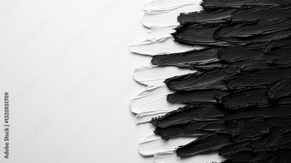 Poster abstract art background concept. textured black and white paint strokes creating a striking visual c