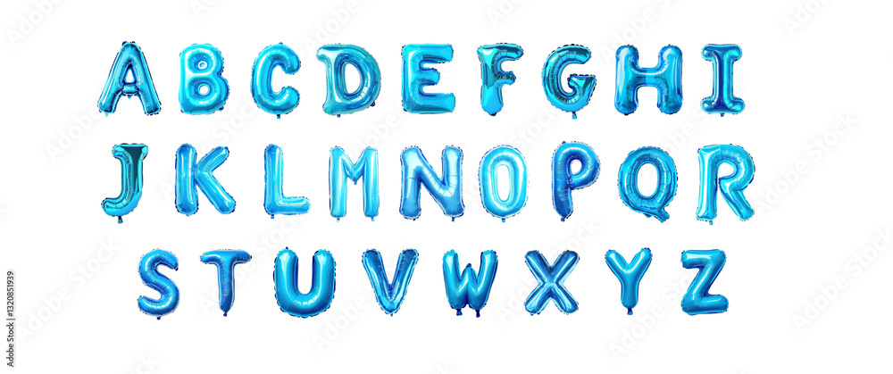 Fototapete a to z in blue inflatable style set against a transparent background. clipping path. png.