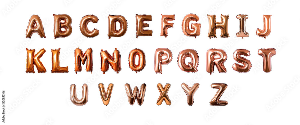 Fototapete a to z in chrome inflatable style set against a transparent background. clipping path. png.