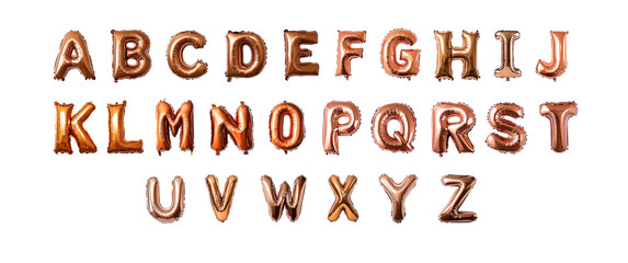 Obraz premium A to Z in Chrome Inflatable Style set Against a Transparent Background. clipping path. png.