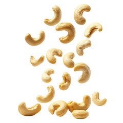 Falling cashew nuts isolated on transparent background
