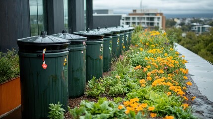 Obraz premium Rainwater harvesting systems optimizing water resources for climate resilience : Sustainable Landscape Concept