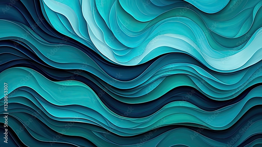 Poster aerial landscape abstract background idea. an abstract wave pattern in shades of blue and teal, conv
