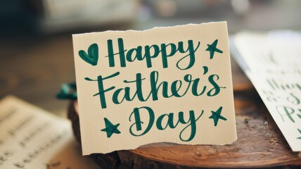 Happy Father's Day Card on Wooden Background