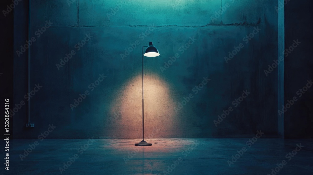 Poster a lamp shining bright on a pole in a room, perfect for interior design or architecture images