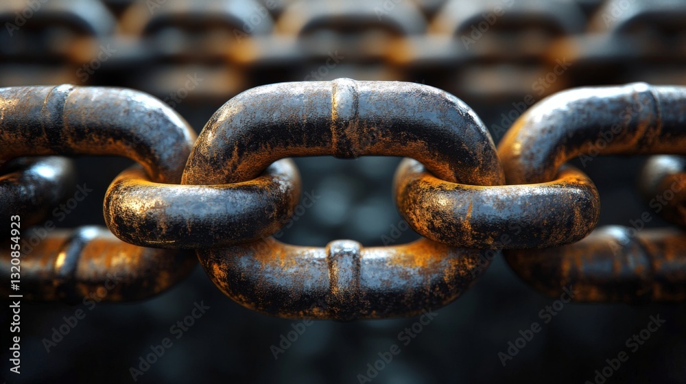 Aufkleber rusty steel chain links are prominently displayed, highlighting their strength and wear. the backgro