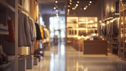 Fototapeta premium Upscale Clothing Boutique Interior Modern Retail Store Display Fashion Apparel Showcase