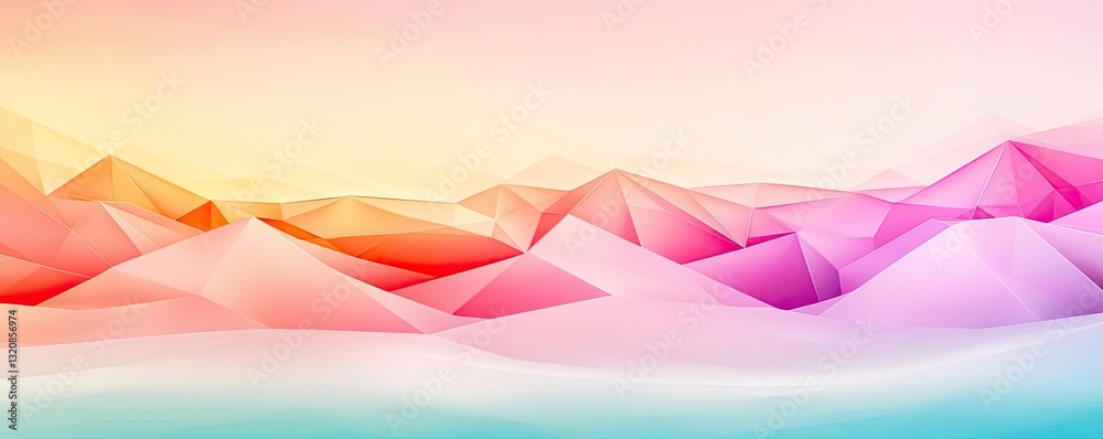 Poster Abstract art background concept. Abstract geometric landscape with vibrant gradient colors in soft tones.