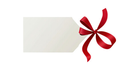 gift card with red ribbon isolated on white background 