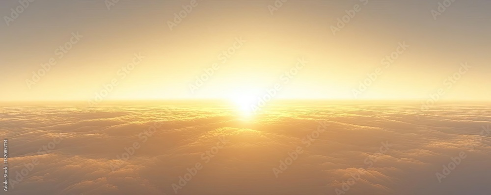 Poster abstract art background concept. a serene sunrise above soft clouds, radiating warmth and tranquilit