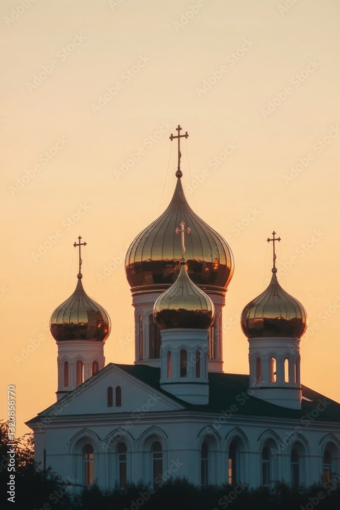 Poster a large white building with gold domes, suitable for use in architecture or cultural scenes