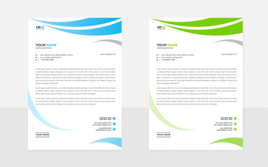  Modern Creative professional letterhead design Template layout with rectangular circle Green Orange blue and black red shape