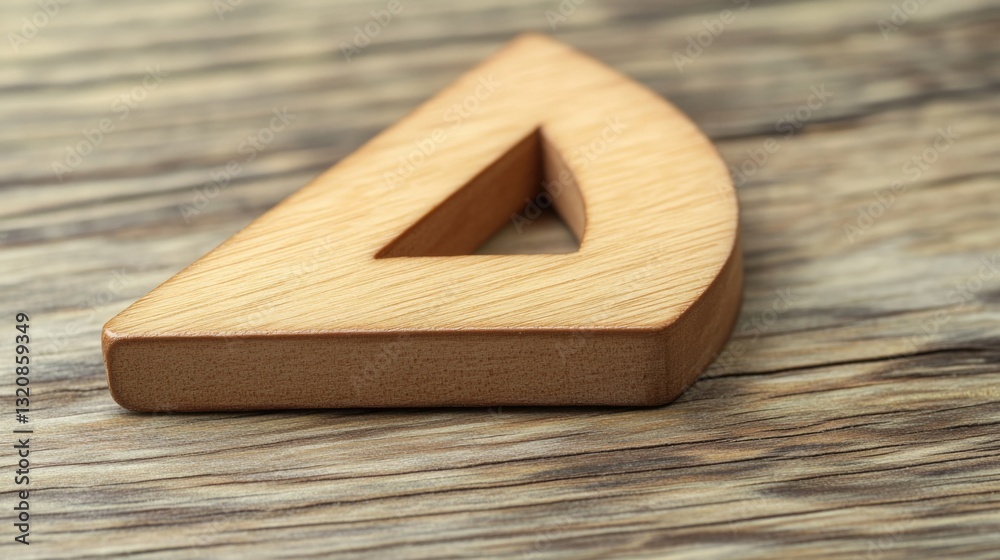 Poster a close-up shot of a wooden letter on a table, perfect for use in various settings
