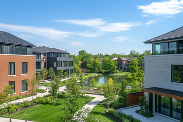 Modern Residential Villas Overlooking a Serene Lake
