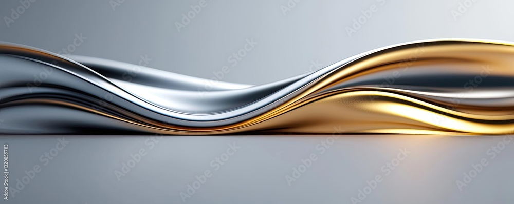 Poster abstract art background concept. elegant wavy surface in silver and gold hues, perfect for backgroun