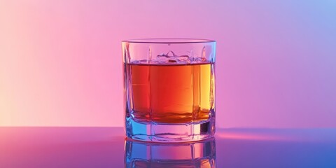 Vibrant glass of water and juice beautifully blending in a mesmerizing display of colors and light.