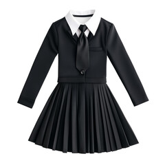 woman in a kawaii school uniform jumping mid-air with a joyful expression on transparent png background. Ai generated